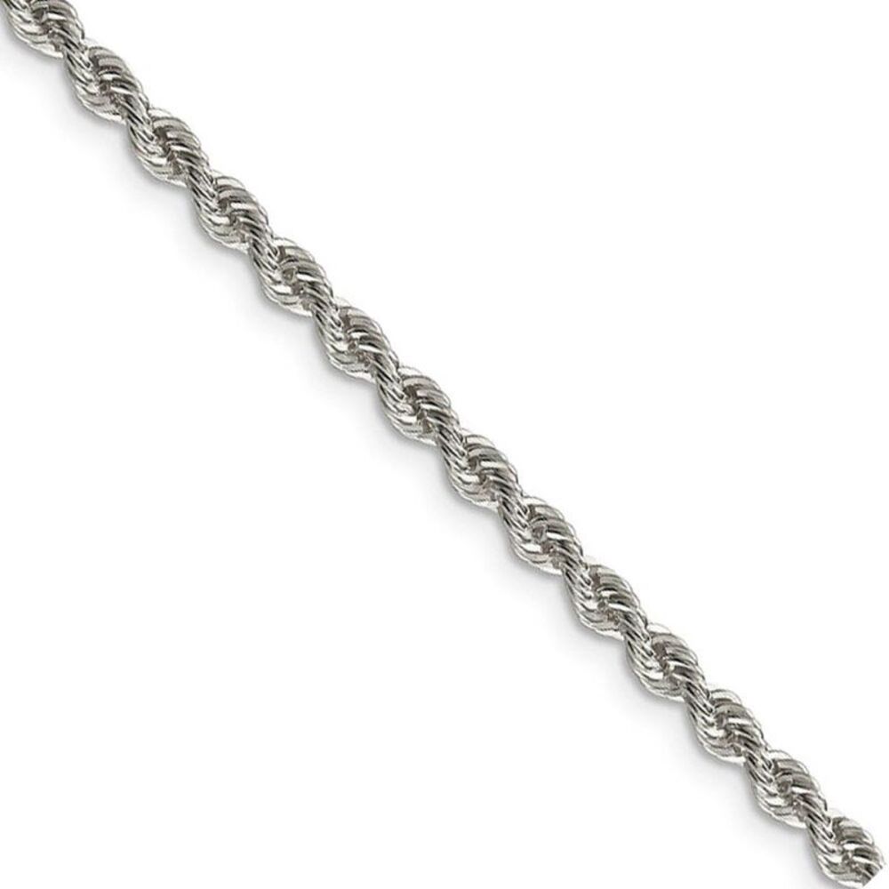 Sterling Silver 3mm Solid Rope Chain Anklet, 10 Inch